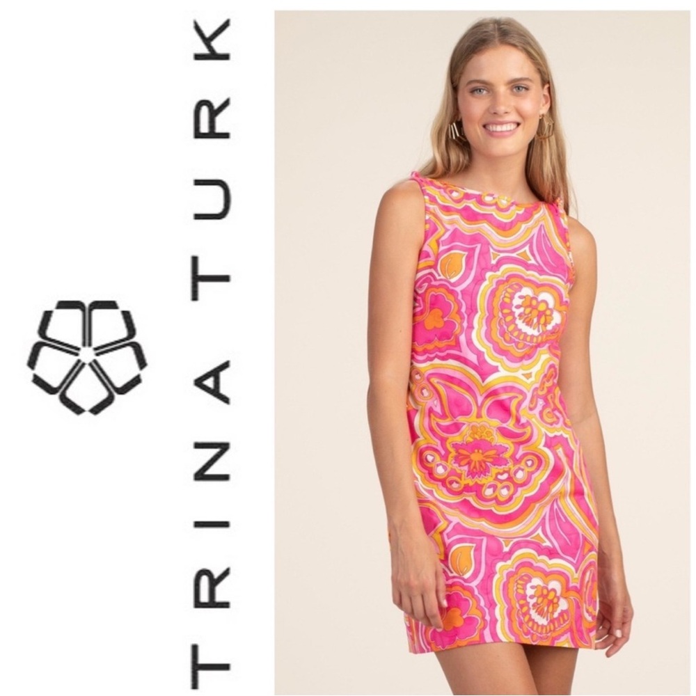 Trina Turk Vibrant Pink and Orange Mini Dress
